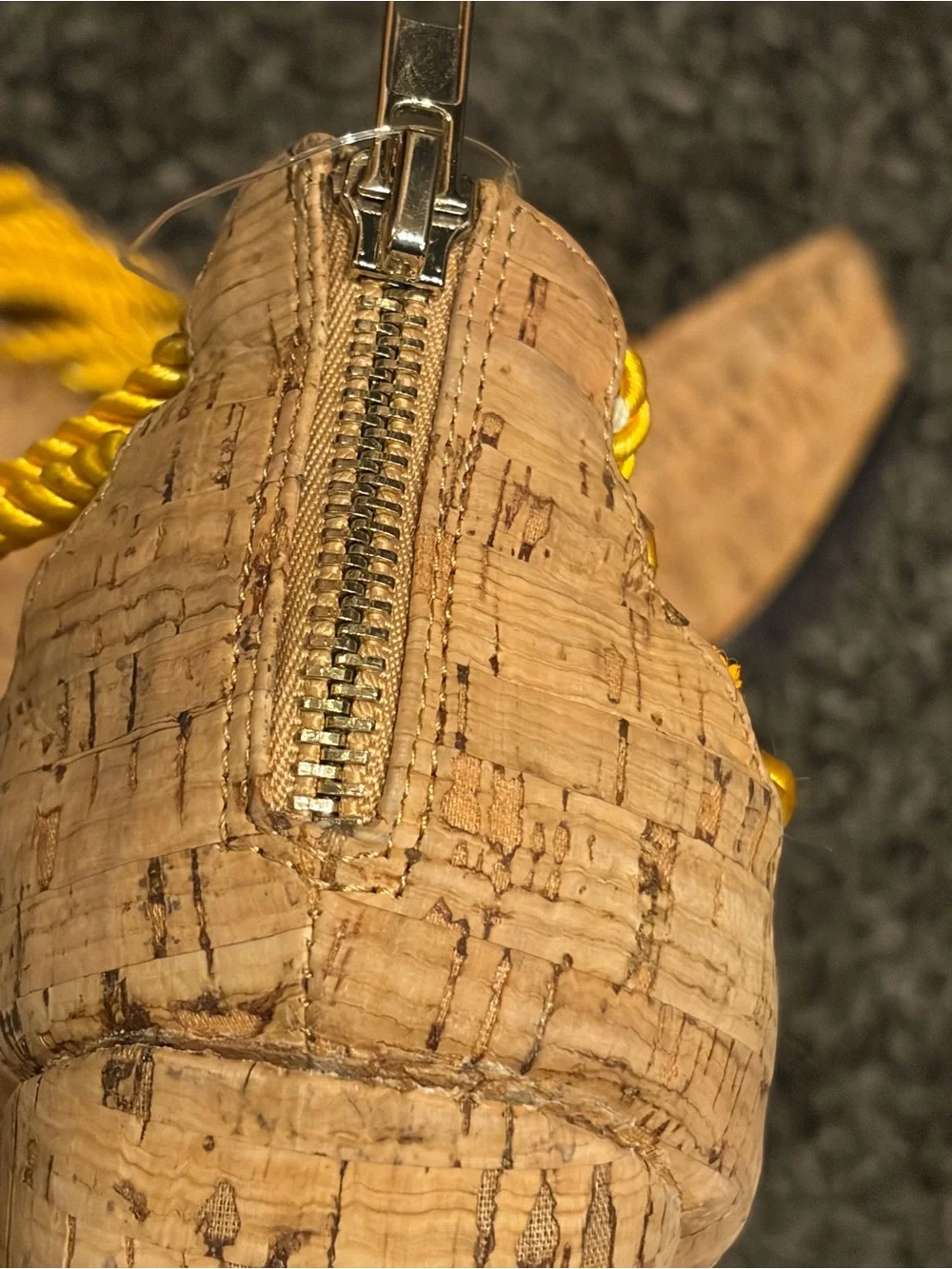 Yellow Rope-Strap Cork Wedge Sandals